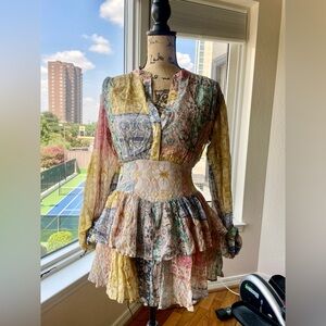 Long Sleeve Cinched Waist Mini Dress